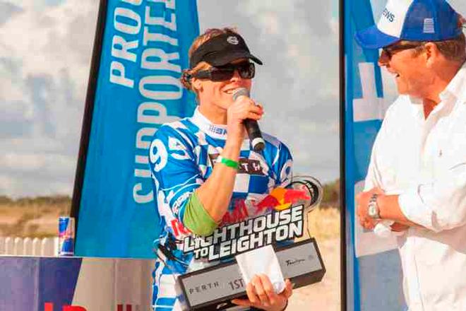 Fastest Female Steph Bridge podium - Red Bull Lighthouse to Leighton Race © Janine Pittaway
